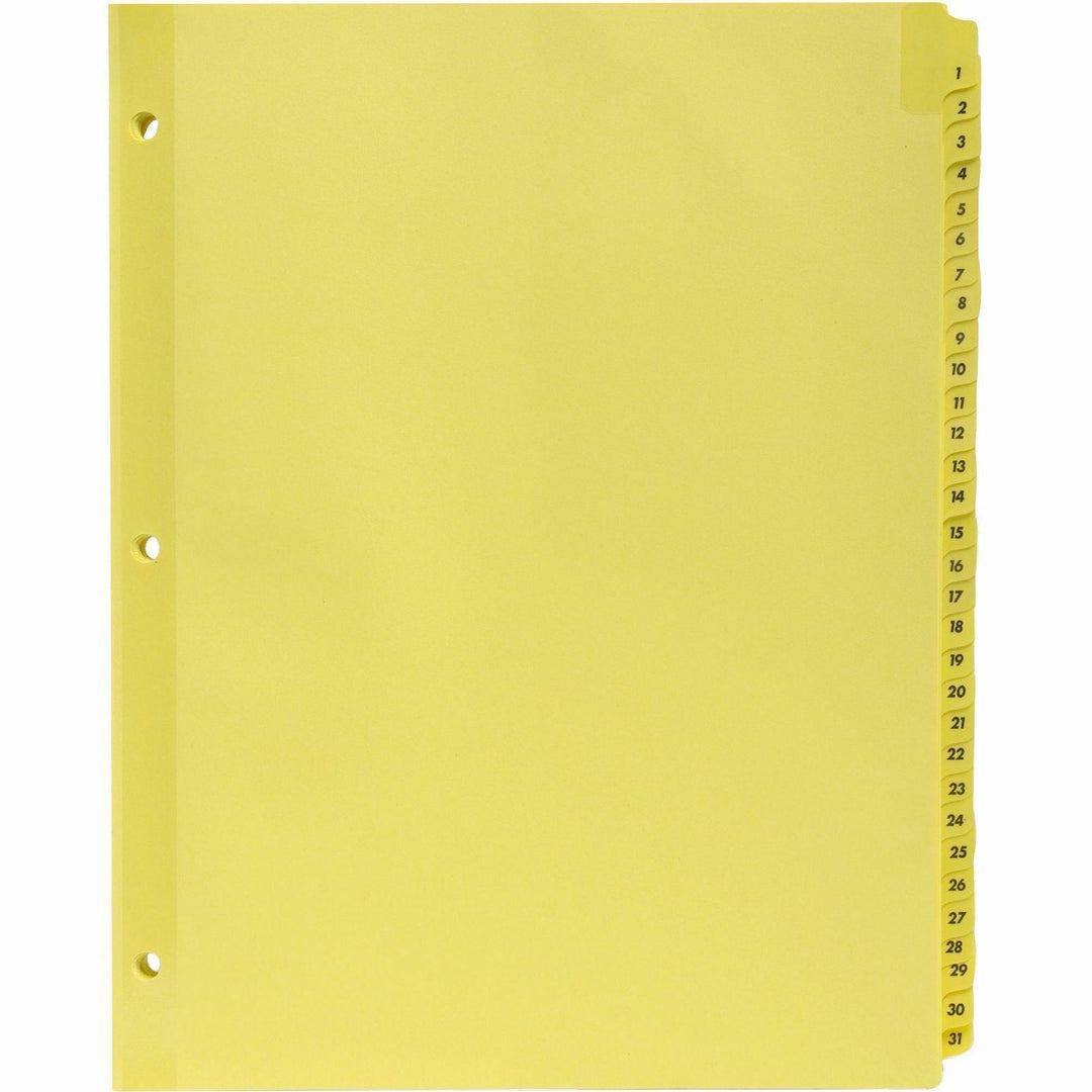 Image of Business Source Indexes,Plastic Tabs,Printed 1-31,3HP,8-1/2"x11",31/ST,Buff