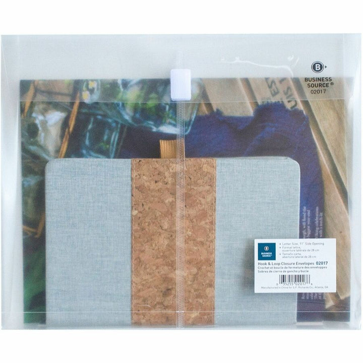 Image of Business Source 02017 File Pocket, 8 1/2" x 11", 1" Expansion, Clear, Hook & Loop Closure, Transfer Safe, 12 / Pack