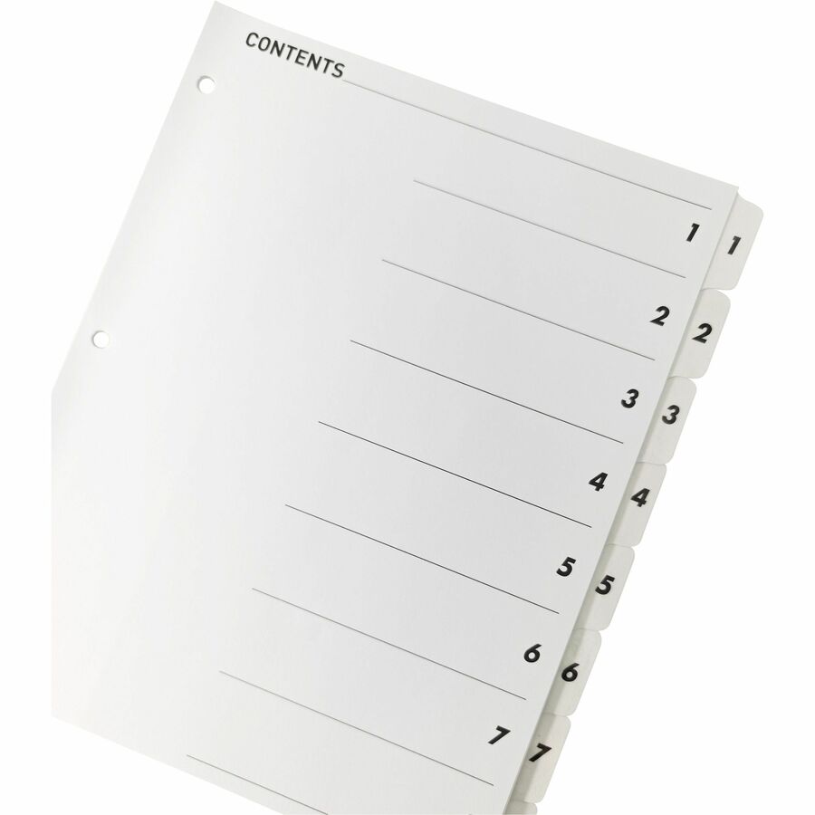 Image of Business Source Index Dividers,w/TOC Page,1-8, 8 Tabs/ST,11"x8-1/2",White