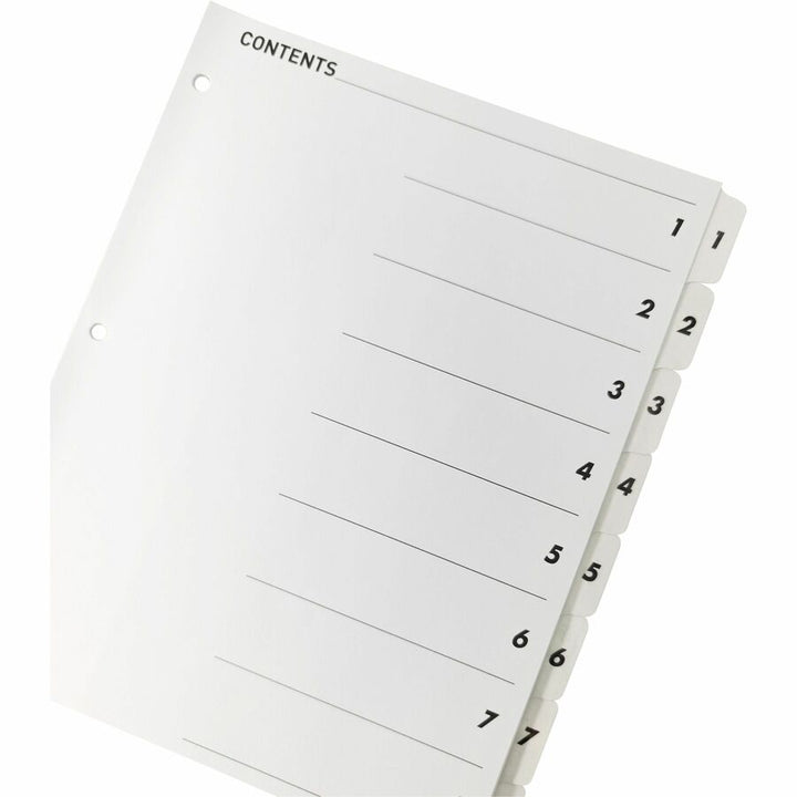 Image of Business Source Index Dividers,w/TOC Page,1-8, 8 Tabs/ST,11"x8-1/2",White