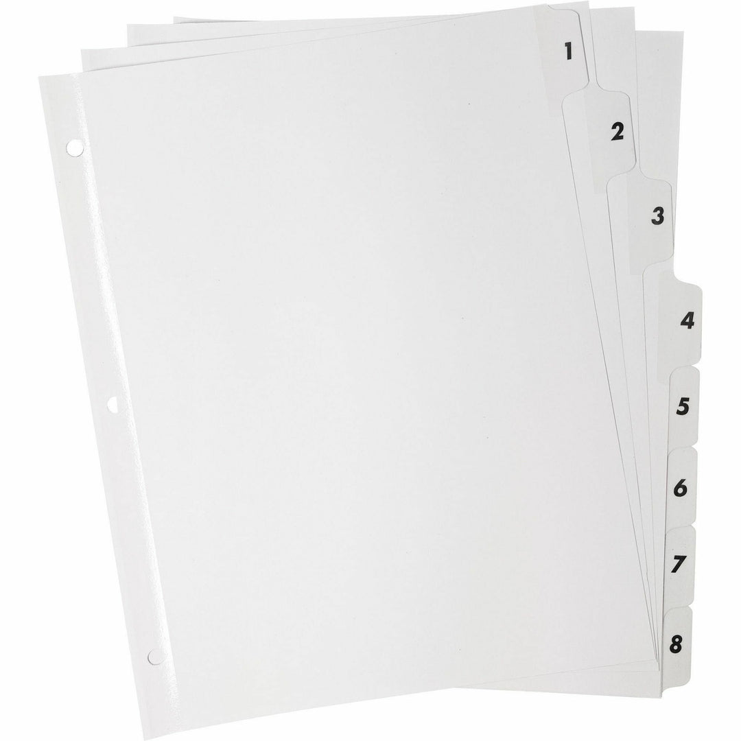 Image of Business Source Index Dividers,w/TOC Page,1-8, 8 Tabs/ST,11"x8-1/2",White