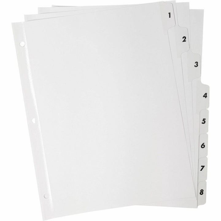Image of Business Source Index Dividers,w/TOC Page,1-8, 8 Tabs/ST,11"x8-1/2",White