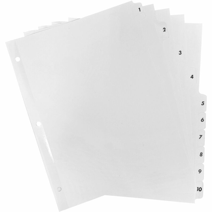 Image of Business Source Index Dividers,w/TOC Page,1-10, 10 Tabs/ST,11"x8-1/2",White