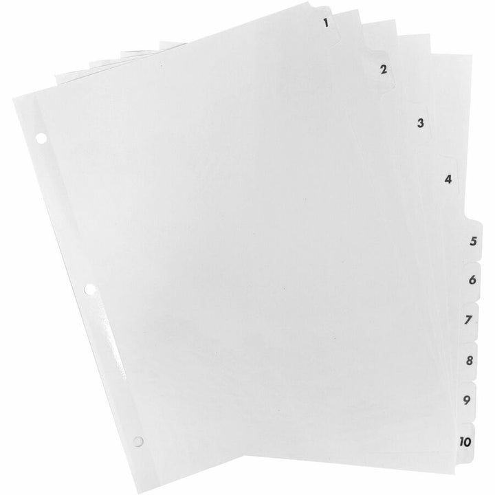 Image of Business Source Index Dividers,w/TOC Page,1-10, 10 Tabs/ST,11"x8-1/2",White