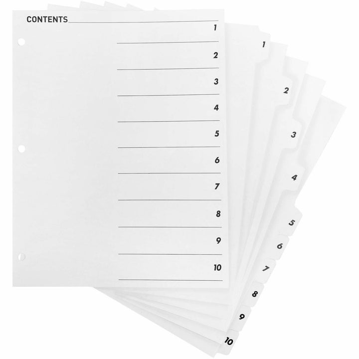 Image of Business Source Index Dividers,w/TOC Page,1-10, 10 Tabs/ST,11"x8-1/2",White