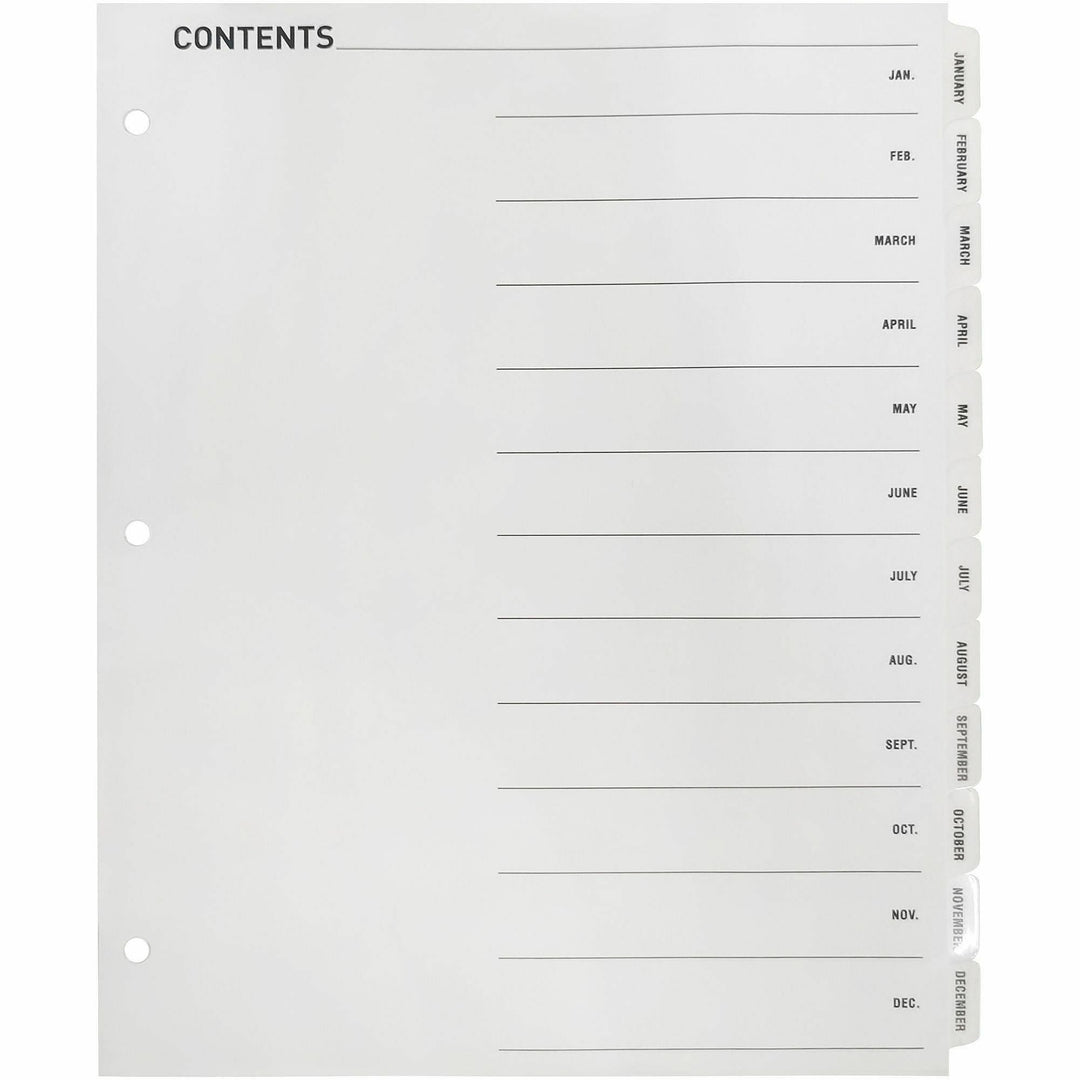 Image of Business Source 05856 Jan-Dec Monthly Table of Contents Index Dividers