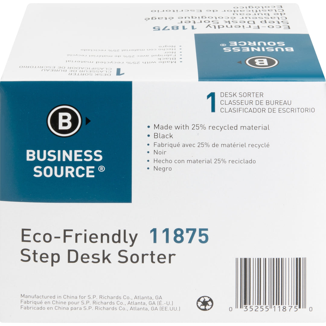 Image of Business Source Sorter w/Incline,6 Compartment,8"x7-3/4"x6-1/2",Black