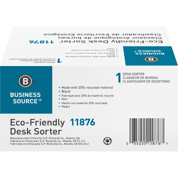 Image of Business Source Desk Sorter,7-Compartment,8-3/4"x5-1/2"x4-1/2",Black