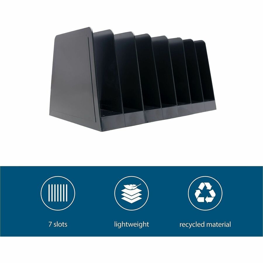 Image of Business Source Desk Sorter,7-Compartment,8-3/4"x5-1/2"x4-1/2",Black