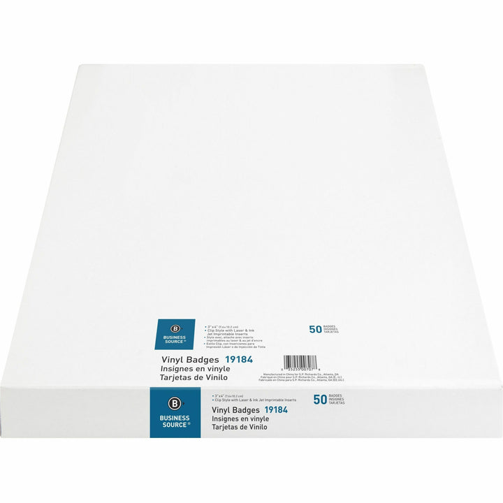 Image of Business Source Name Badge Kit,Top-Loading,w/Clip,3"x4",50/BX,Clear