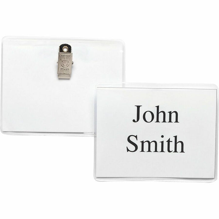 Image of Business Source Name Badge Kit,Top-Loading,w/Clip,3"x4",50/BX,Clear