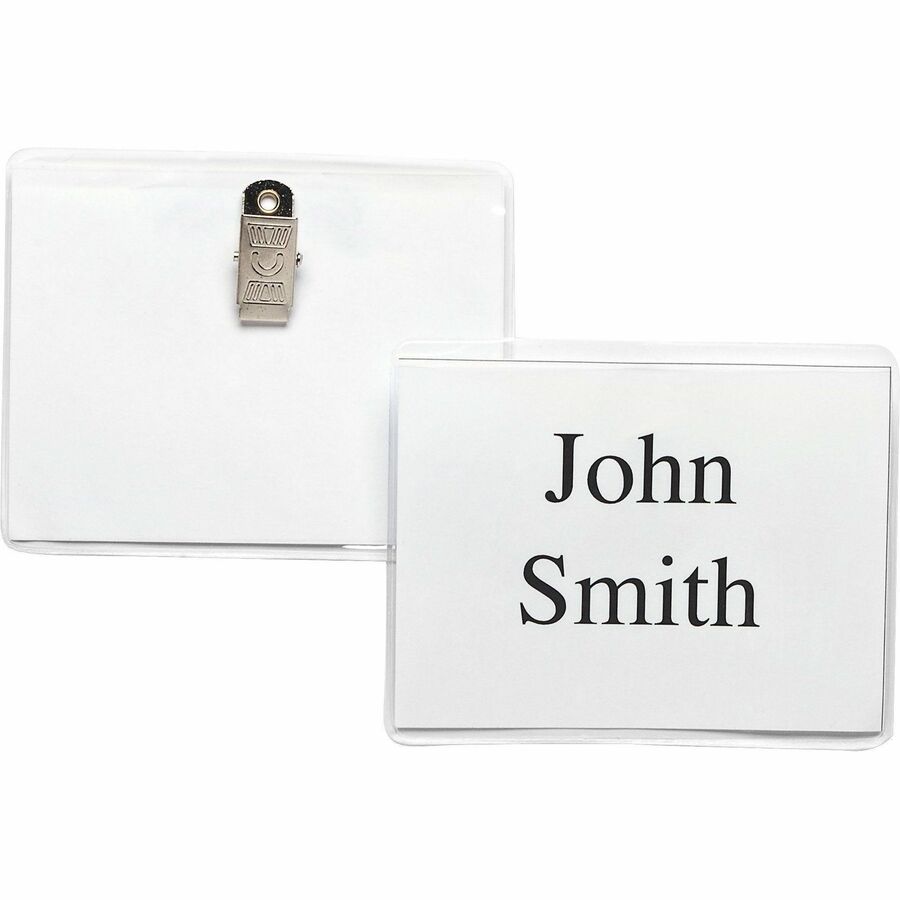 Image of Business Source Name Badge Kit,Top-Loading,w/Clip,3"x4,50/BX,5BX/BD,CL