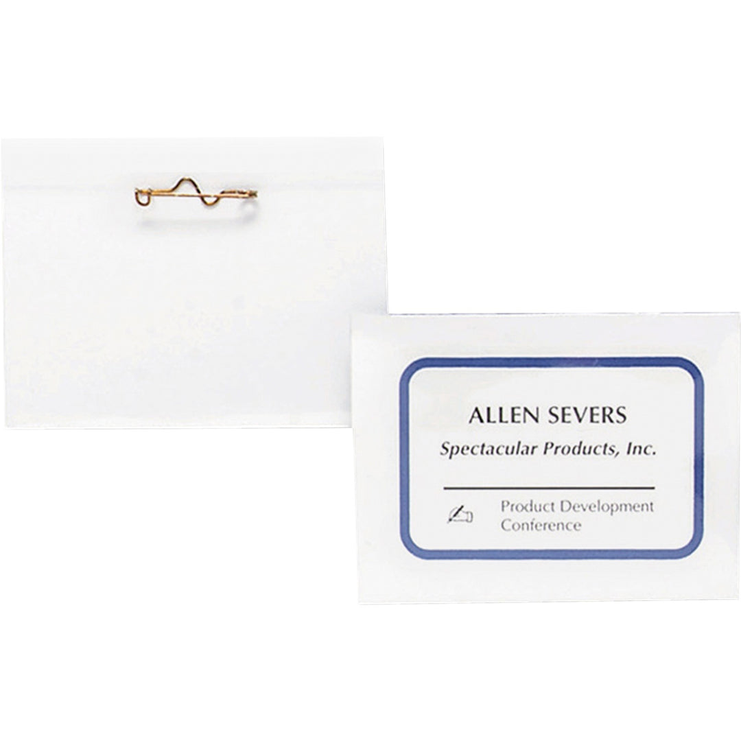 Image of Business Source Name Badge Kit,w/Inserts,Side Load,2-1/4"x3-1/2",100/BX,CL