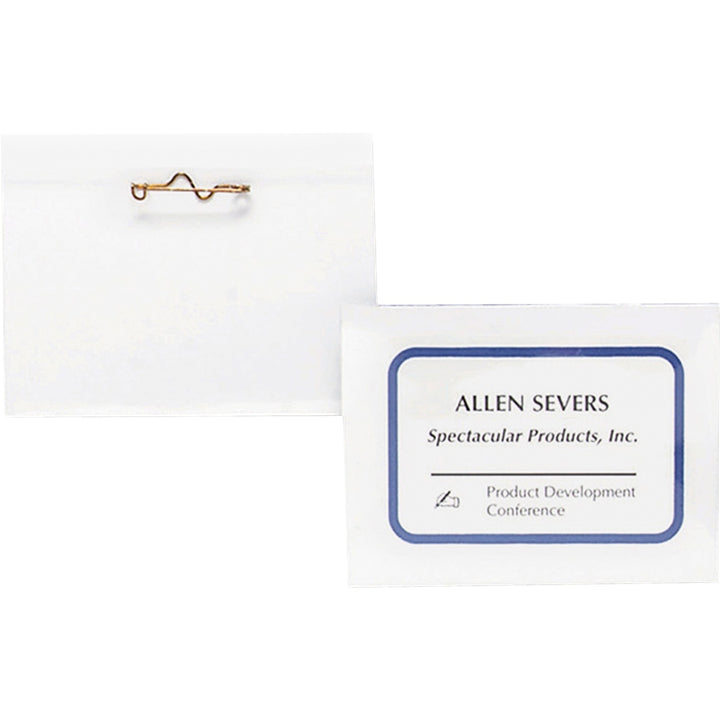 Image of Business Source Name Badge Kit,w/Inserts,Side Load,2-1/4"x3-1/2",100/BX,CL