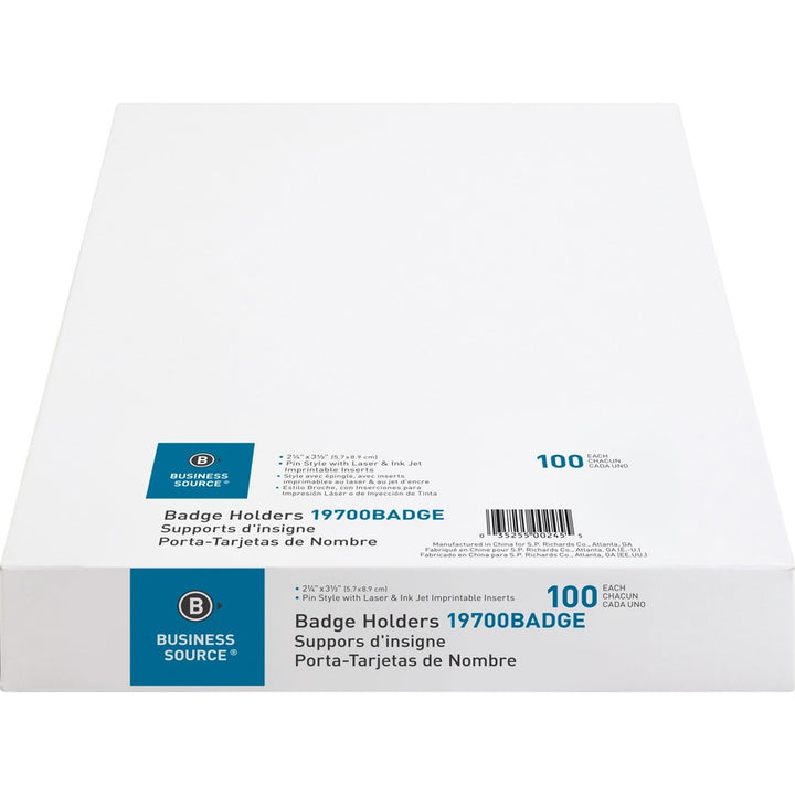 Image of Business Source Name Badge Kit,w/Inserts,Side Load,2-1/4"x3-1/2",100/BX,CL
