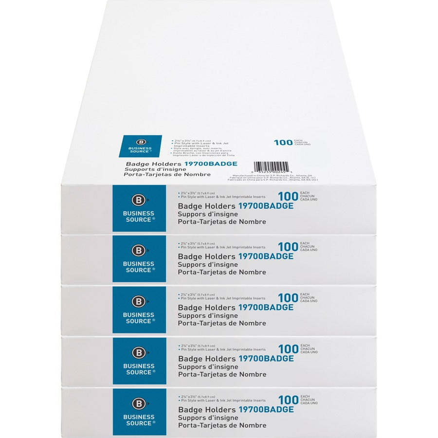 Image of Business Source NameBadgeKit,w/Inserts,SideL,2-1/4"x3-1/2",100/BX,5/BX/BD,CL