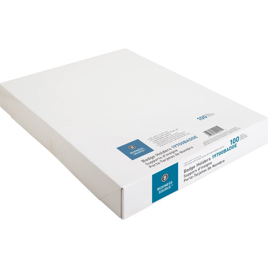 Image of Business Source NameBadgeKit,w/Inserts,SideL,2-1/4"x3-1/2",100/BX,5/BX/BD,CL