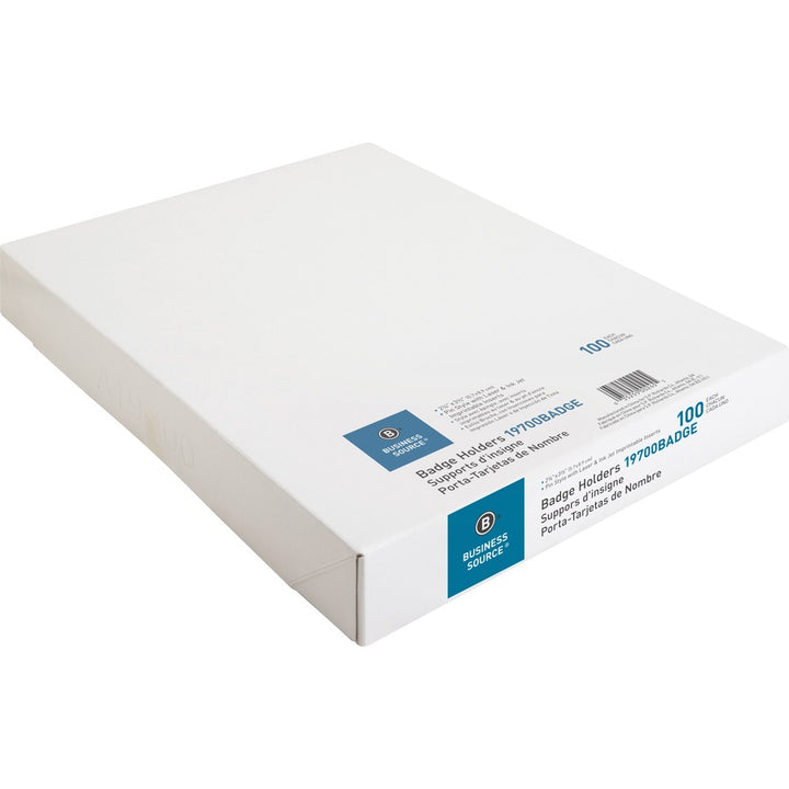 Image of Business Source NameBadgeKit,w/Inserts,SideL,2-1/4"x3-1/2",100/BX,5/BX/BD,CL