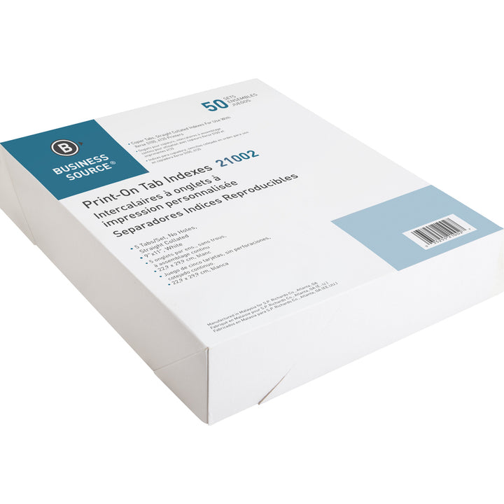 Image of Business Source Dividers w/Print-on Tabs, 90 Bright, 9"x11", 50ST/BX, WE