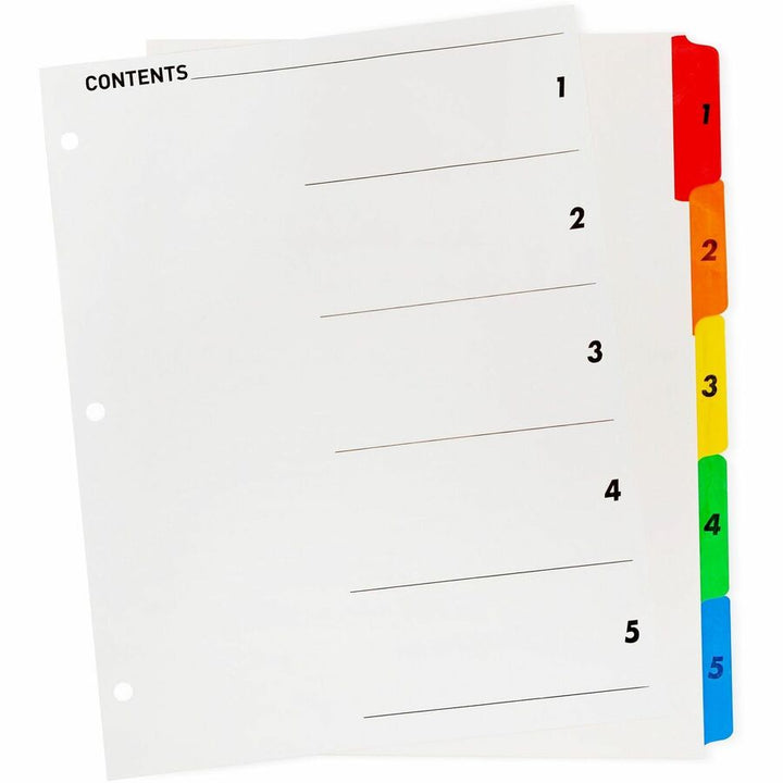 Image of Business Source Index Dividers w/TOC Page, 1-5, 8-1/2"x11", 5 Tabs/ST, Multi