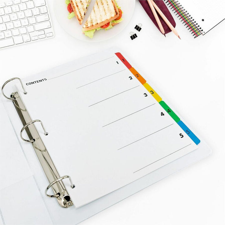 Image of Business Source Index Dividers w/TOC Page, 1-5, 8-1/2"x11", 5 Tabs/ST, Multi