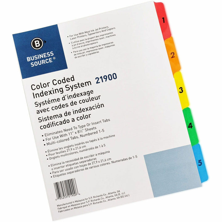 Image of Business Source Index Dividers w/TOC Page, 1-5, 8-1/2"x11", 5 Tabs/ST, Multi