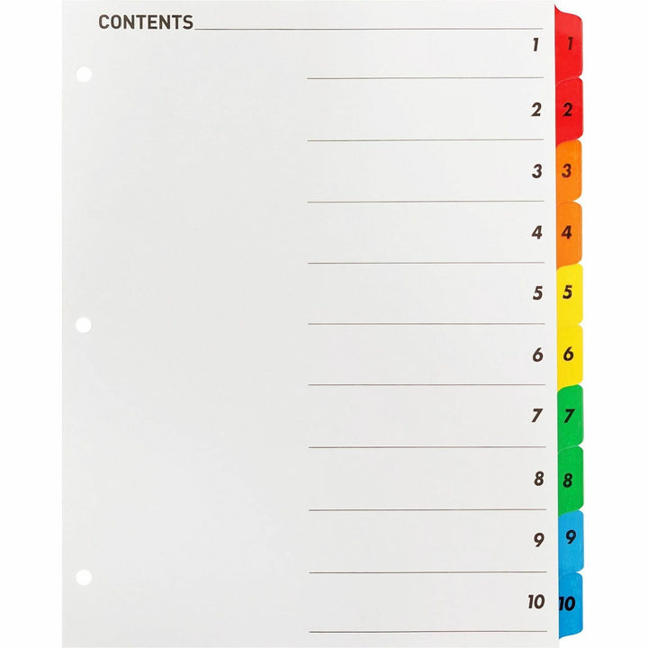 Image of Business Source Index Dividers w/TOC Page,1-10,8-1/2"x11",10 Tabs/ST,Multi