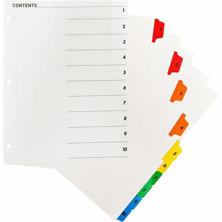 Image of Business Source Index Dividers w/TOC Page,1-10,8-1/2"x11",10 Tabs/ST,Multi