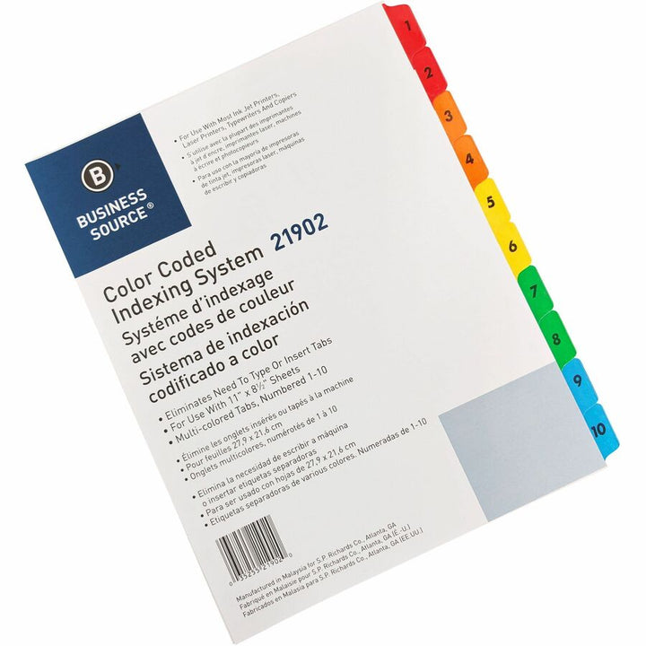 Image of Business Source Index Dividers w/TOC Page,1-10,8-1/2"x11",10 Tabs/ST,Multi