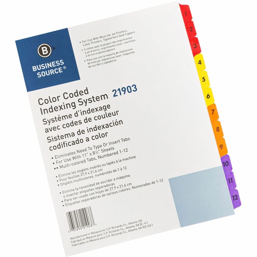 Image of Business Source Index Dividers w/TOC Page, 1-12, 8-1/2"x11", 12 Tabs/ST, MI