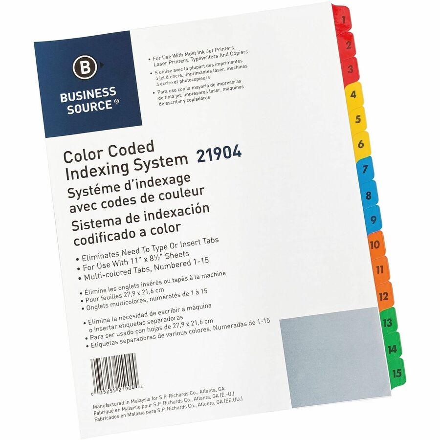 Image of Business Source Index Dividers w/TOC Page, 1-15, 8-1/2"x11", 15 Tabs/ST, MI