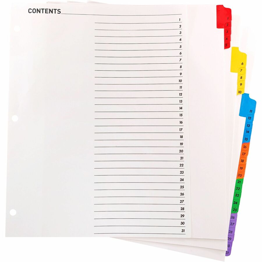 Image of Business Source Index Dividers w/TOC Page, 1-31, 8-1/2"x11", 31 Tabs/ST, MI