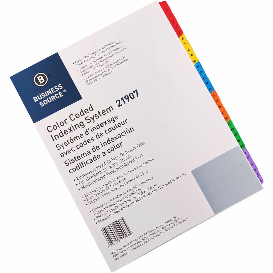 Image of Business Source Index Dividers w/TOC Page, 1-31, 8-1/2"x11", 31 Tabs/ST, MI