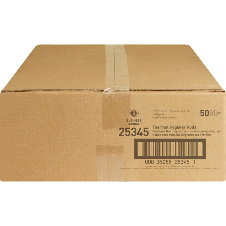 Image of Business Source Thermal Paper Roll, 3-1/8"x273', 50/CT, White