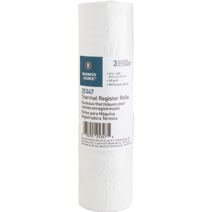 Image of Business Source Thermal Paper Roll, 2-1/4"x85', 3/PK, White
