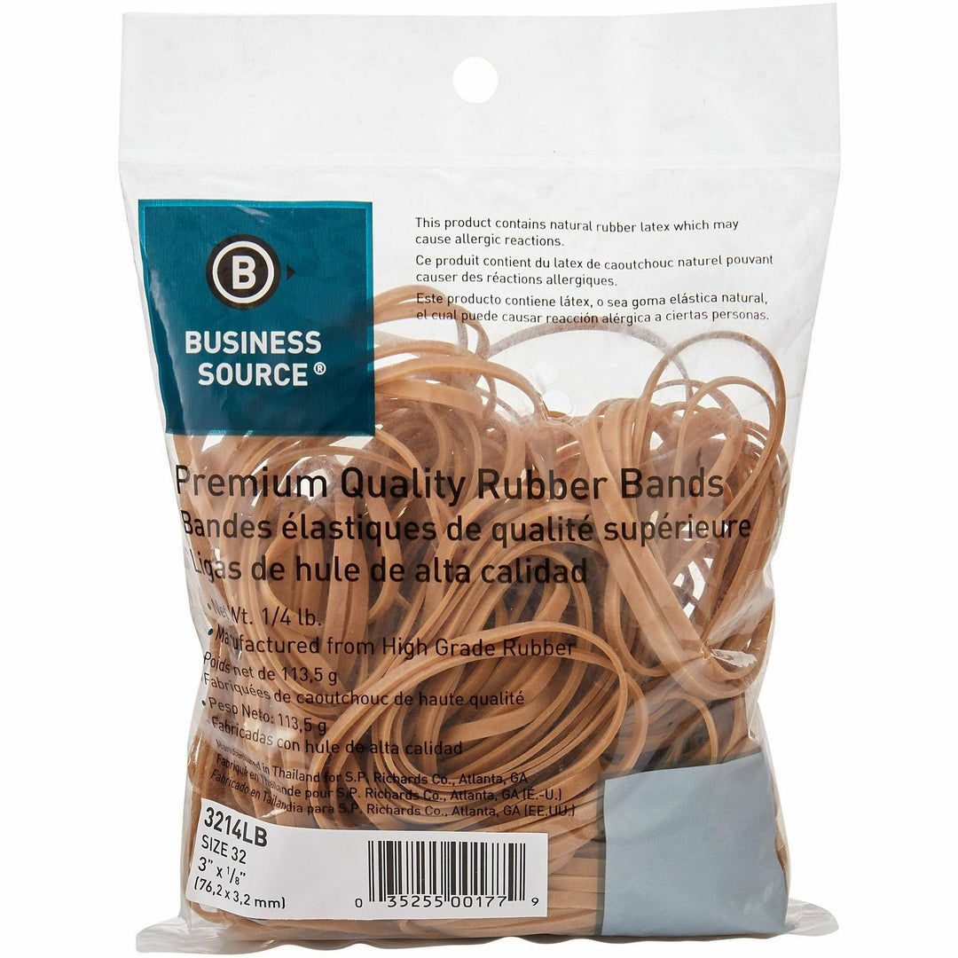 Image of Business Source Rubber Bands,1/4 lb,Size 32,3"x1/8",Approx 237/PK,NL