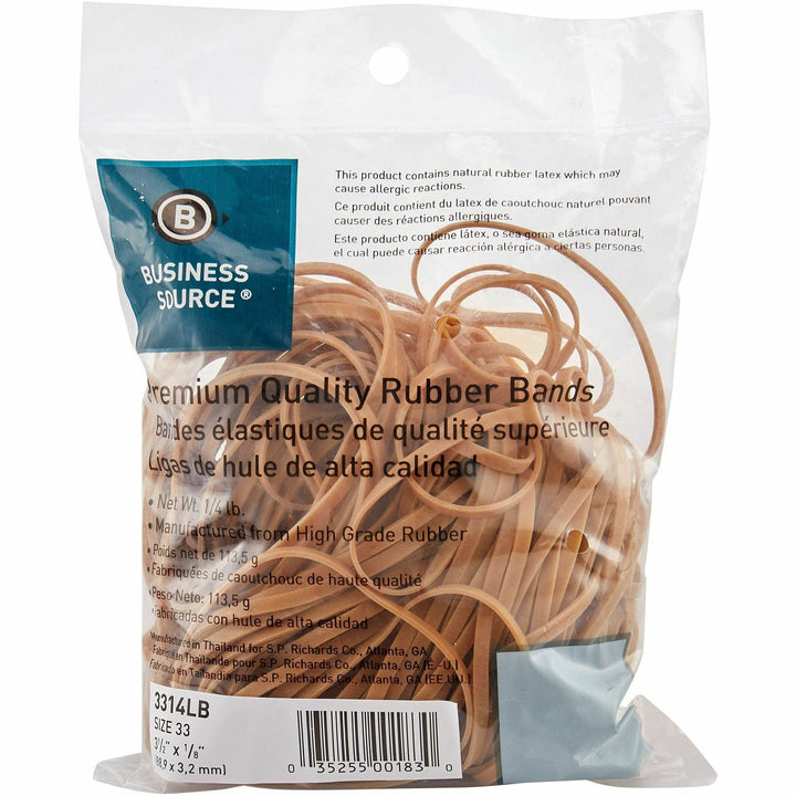 Image of Business Source Rubber Bands,1/4 lb,Size 33,3-1/2"x1/8",Approx. 212/PK,NL