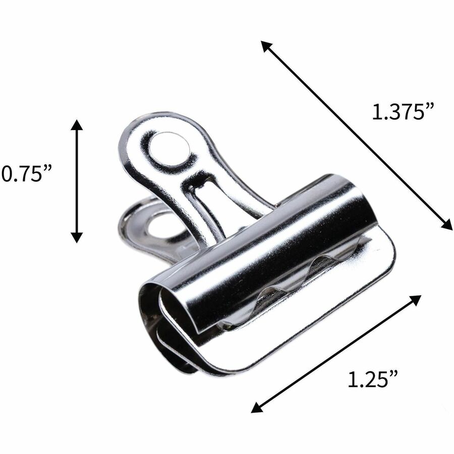 Image of Business Source 58500 Bulldog Grip Clips, No. 1, 1.3" Width, for Paper, Heavy Duty, Silver, 36 / Box