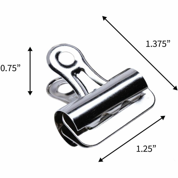 Image of Business Source 58500 Bulldog Grip Clips, No. 1, 1.3" Width, for Paper, Heavy Duty, Silver, 36 / Box