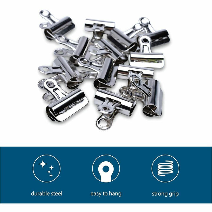 Image of Business Source 58500 Bulldog Grip Clips, No. 1, 1.3" Width, for Paper, Heavy Duty, Silver, 36 / Box