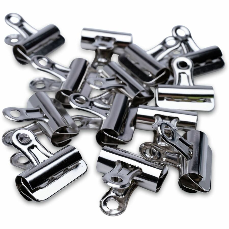 Image of Business Source 58500 Bulldog Grip Clips, No. 1, 1.3" Width, for Paper, Heavy Duty, Silver, 36 / Box