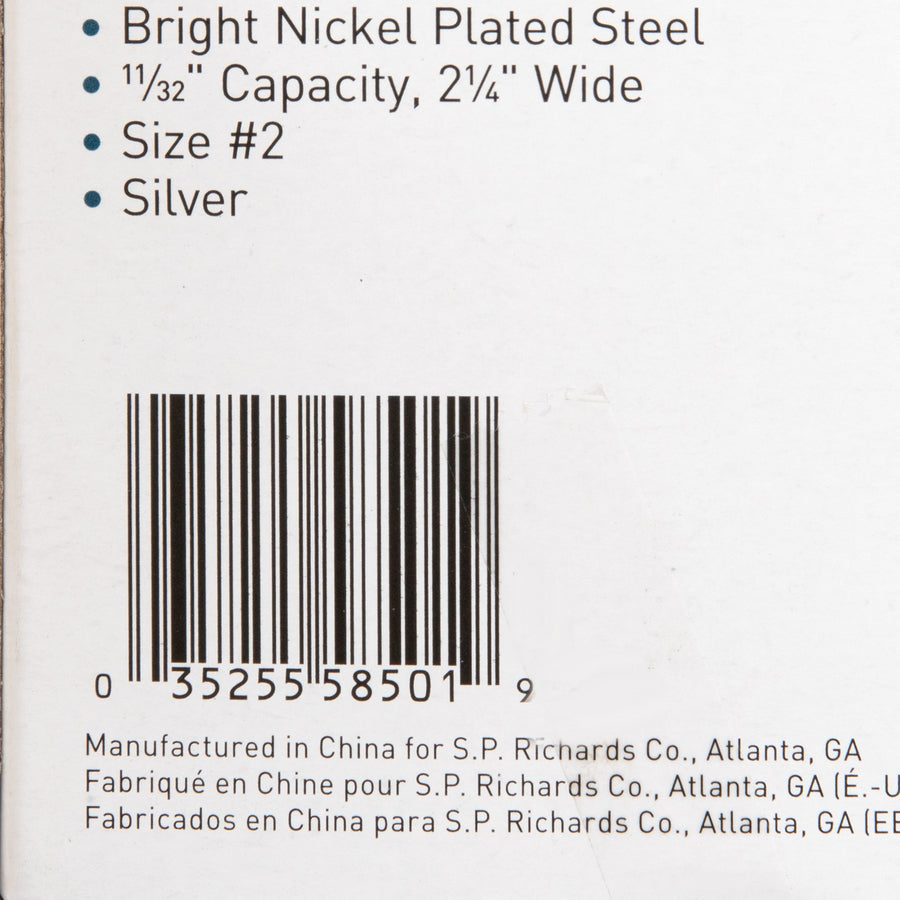 Image of Business Source Bulldog Clips, 11/32" Cap, Size 2, 2-1/4"W, 36/BX, Silver