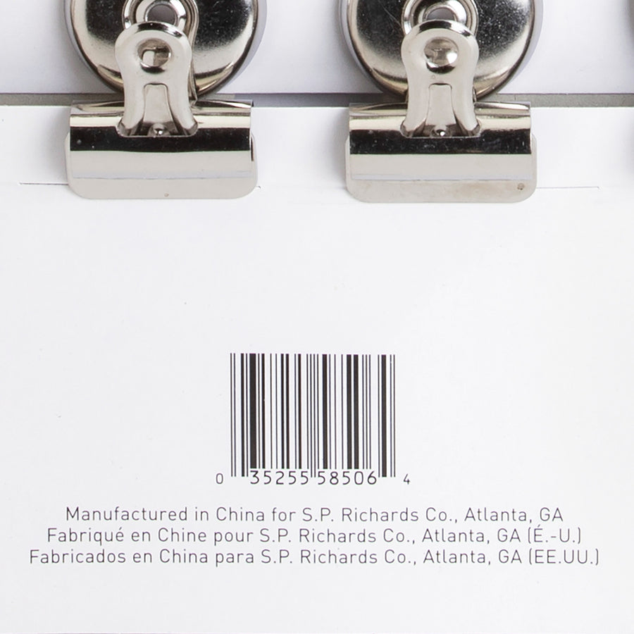 Image of Business Source Magnetic Clips,Display Pack,Sz 1,1-1/4"W,3/8"Cap,18/BX,SR