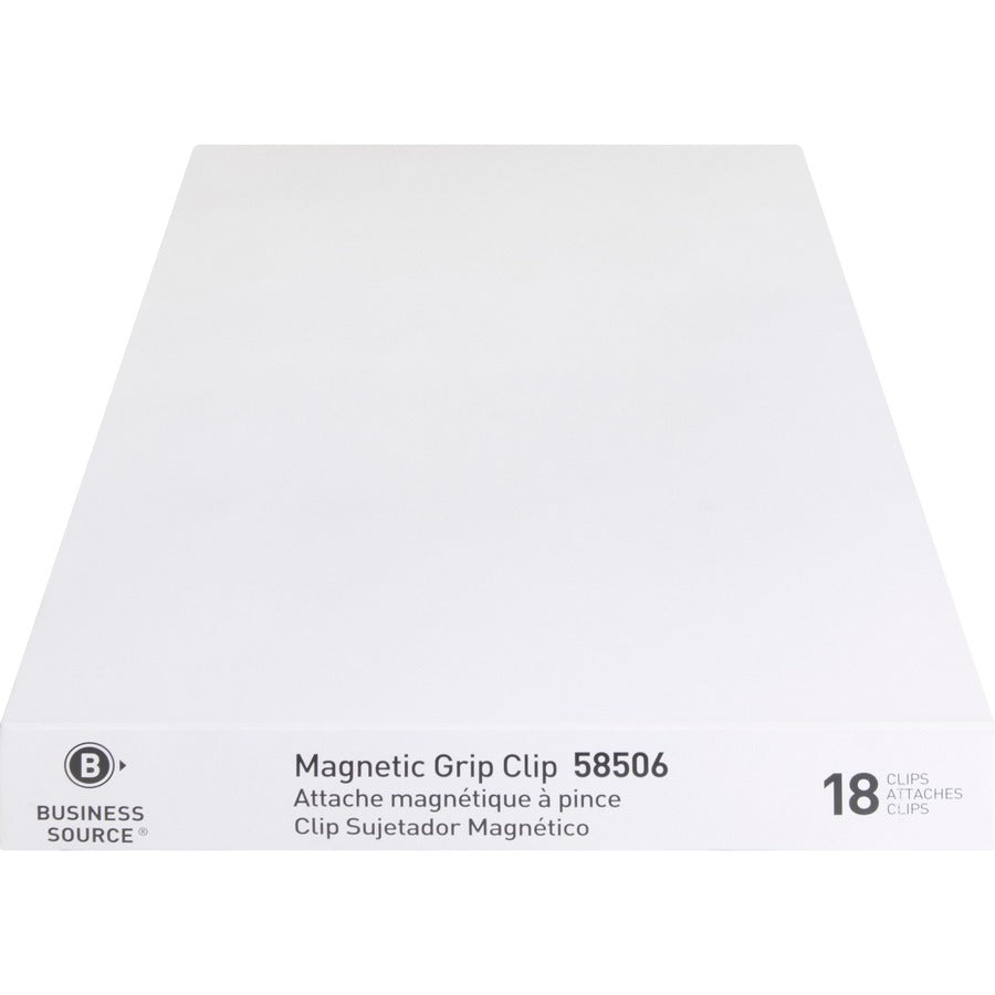 Image of Business Source Magnetic Clips,Display Pack,Sz 1,1-1/4"W,3/8"Cap,18/BX,SR