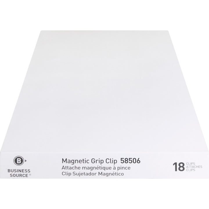 Image of Business Source Magnetic Clips,Display Pack,Sz 1,1-1/4"W,3/8"Cap,18/BX,SR