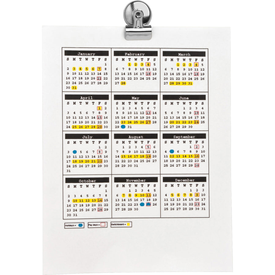 Image of Business Source Magnetic Clips,Display Pack,Sz 1,1-1/4"W,3/8"Cap,18/BX,SR