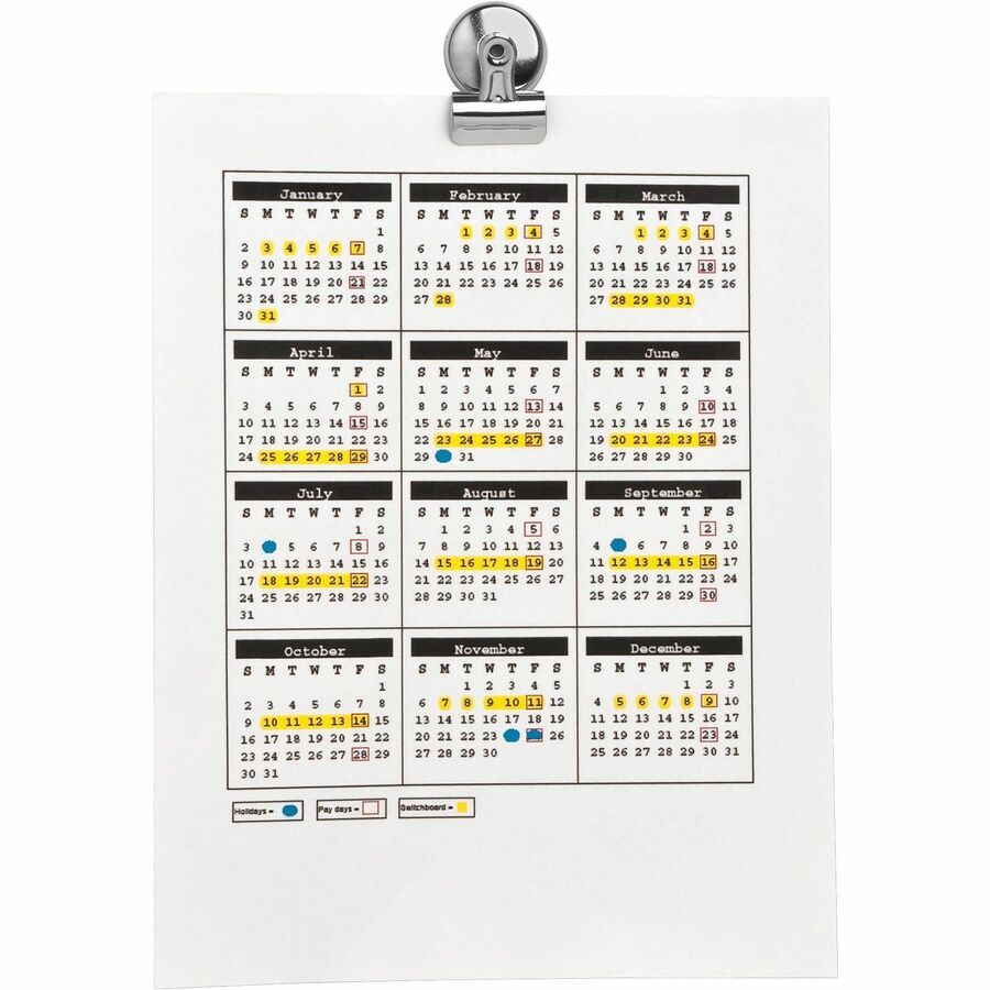 Image of Business Source MagneticClips,DisplayPK,Sz 1,1-1/4"W,3/8"Cap,18/BX,6BX/BD,SR