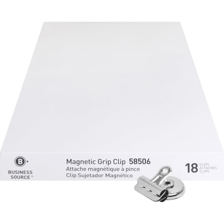 Image of Business Source MagneticClips,DisplayPK,Sz 1,1-1/4"W,3/8"Cap,18/BX,6BX/BD,SR