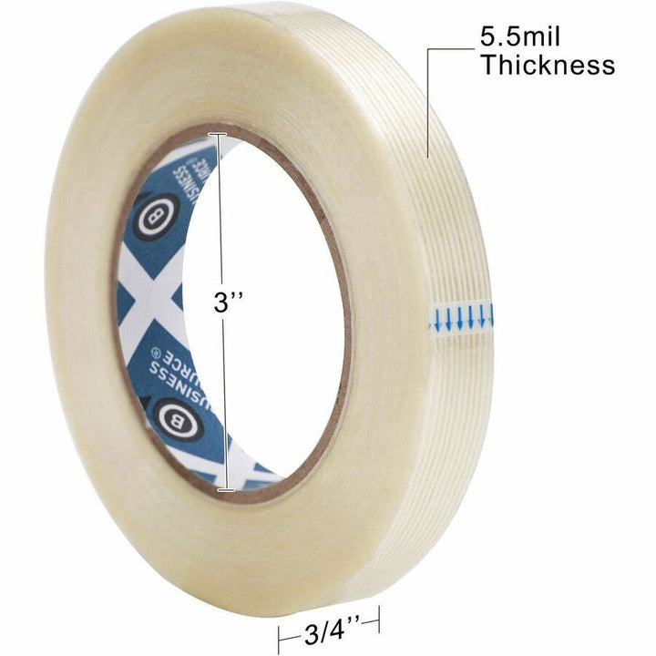 Image of Business Source Filament Tape, 180 lb Tensile, 3" Core, 3/4"x60 Yards