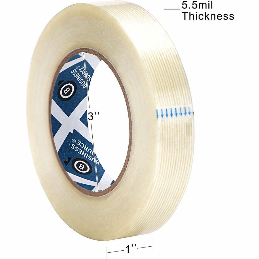 Image of Business Source Filament Tape, 180 lb Tensile, 3" Core, 1"x60 Yards
